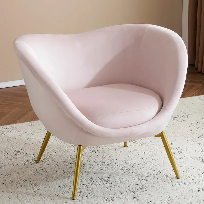 Fauteuil d'appoint en tissu moderne avec dossier incurvé et pieds dorés