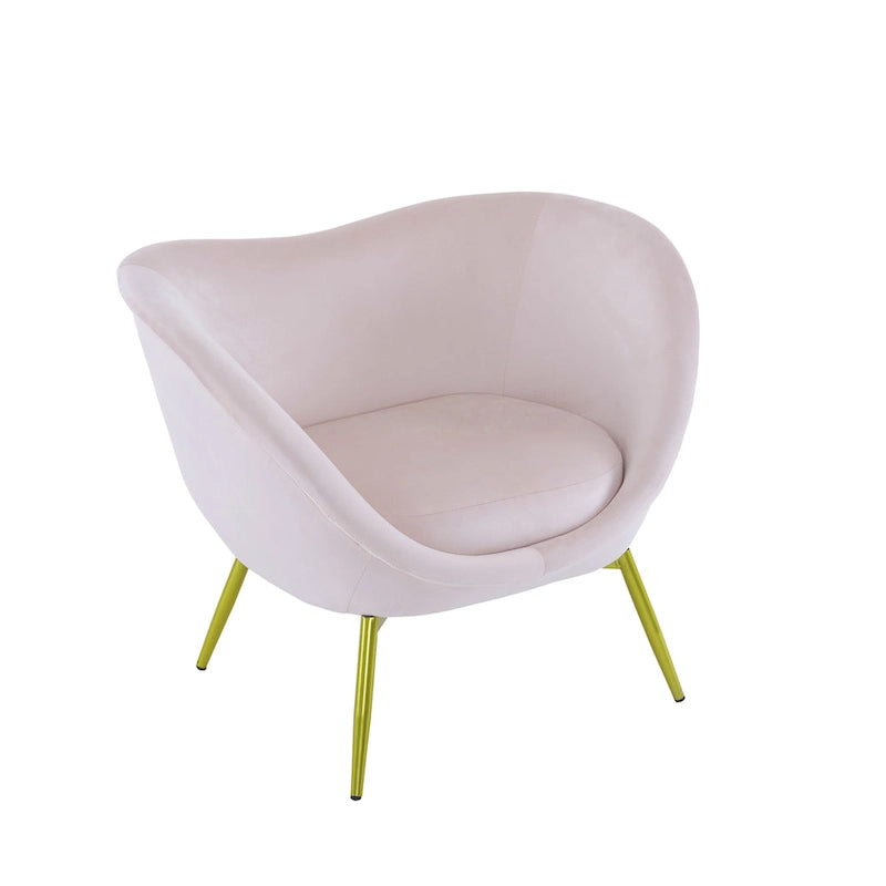 Fauteuil d'appoint en tissu moderne avec dossier incurvé et pieds dorés