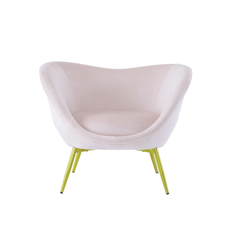Fauteuil d'appoint en tissu moderne avec dossier incurvé et pieds dorés