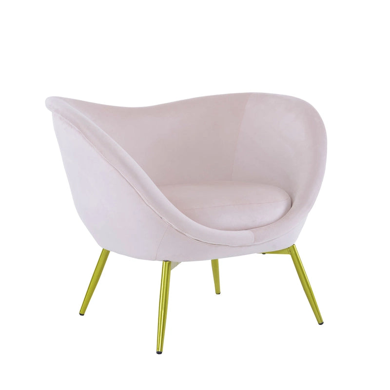 Fauteuil d'appoint en tissu moderne avec dossier incurvé et pieds dorés