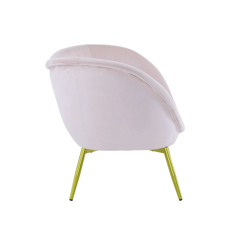 Fauteuil d'appoint en tissu moderne avec dossier incurvé et pieds dorés
