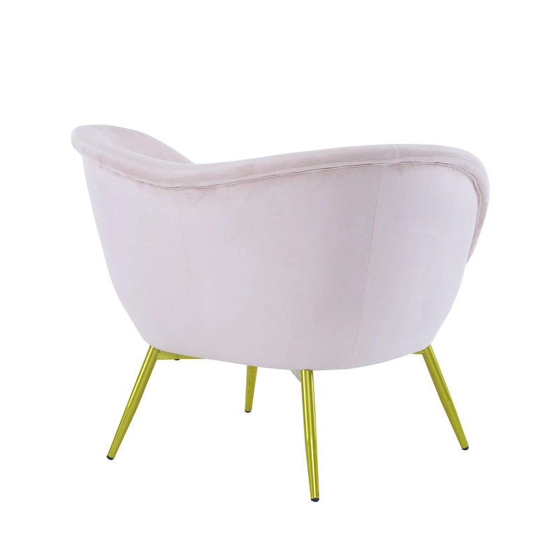 Fauteuil d'appoint en tissu moderne avec dossier incurvé et pieds dorés