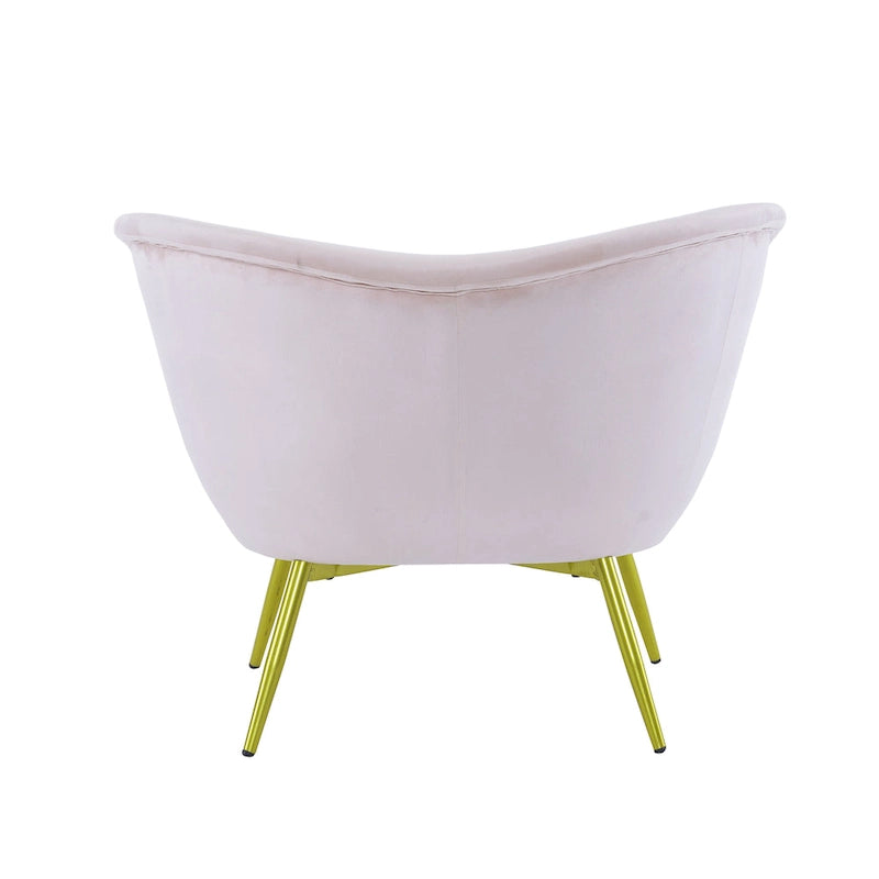 Fauteuil d'appoint en tissu moderne avec dossier incurvé et pieds dorés