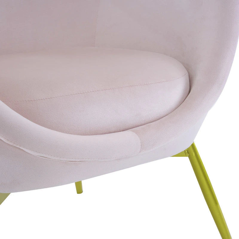 Fauteuil d'appoint en tissu moderne avec dossier incurvé et pieds dorés