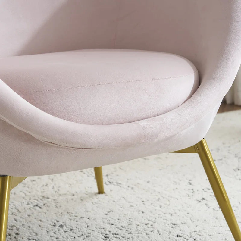 Fauteuil d'appoint en tissu moderne avec dossier incurvé et pieds dorés
