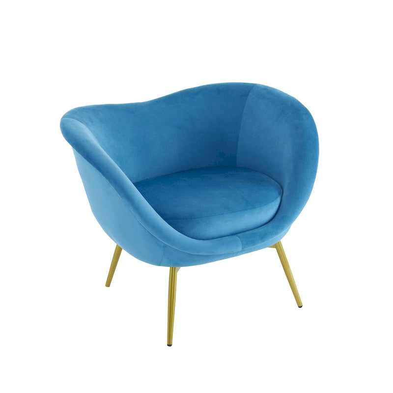 Fauteuil d'appoint en tissu moderne avec dossier incurvé et pieds dorés