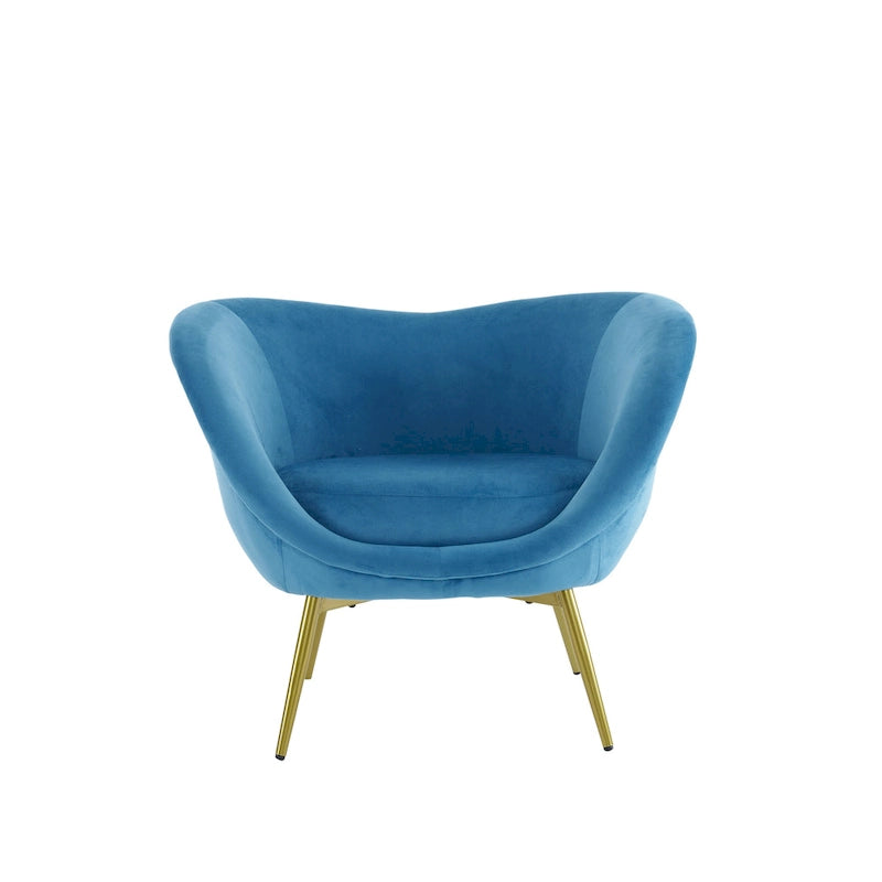 Fauteuil d'appoint en tissu moderne avec dossier incurvé et pieds dorés