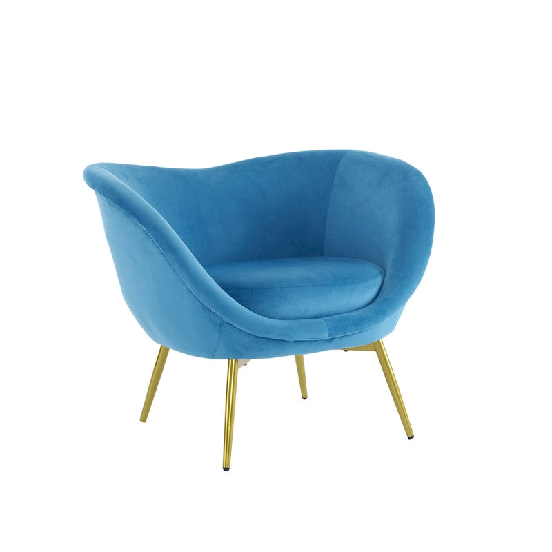 Fauteuil d'appoint en tissu moderne avec dossier incurvé et pieds dorés