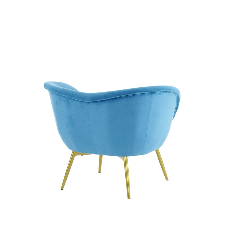 Fauteuil d'appoint en tissu moderne avec dossier incurvé et pieds dorés