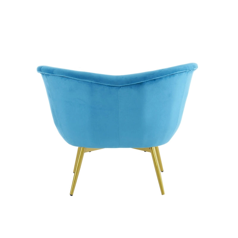 Fauteuil d'appoint en tissu moderne avec dossier incurvé et pieds dorés