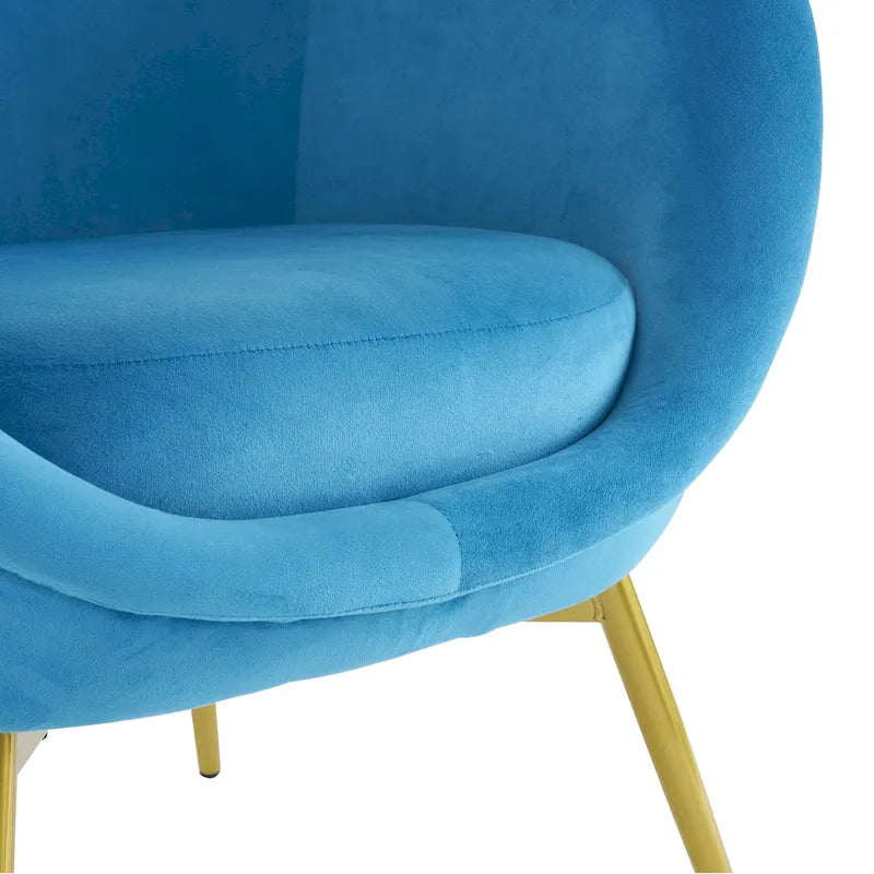 Fauteuil d'appoint en tissu moderne avec dossier incurvé et pieds dorés