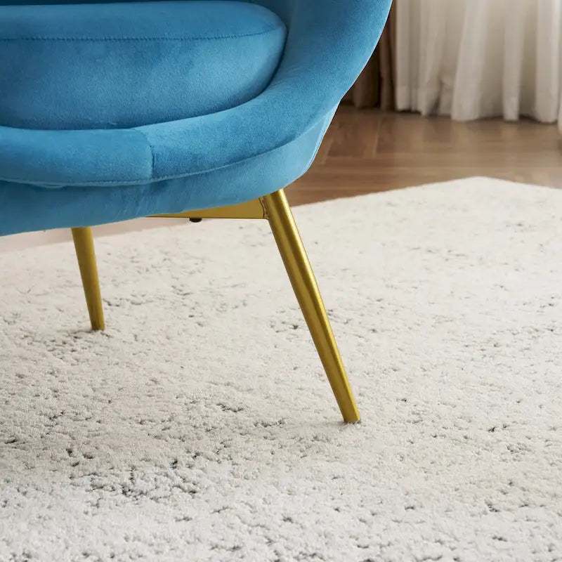 Fauteuil d'appoint en tissu moderne avec dossier incurvé et pieds dorés