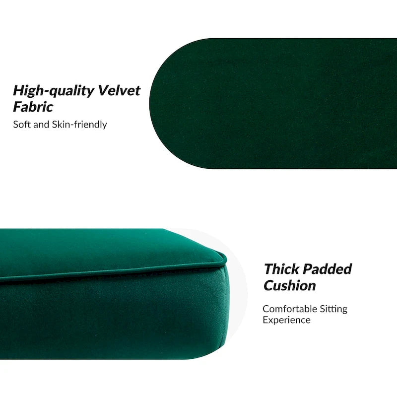 Chaise d'appoint capitonnée moderne en velours avec pieds dorés par