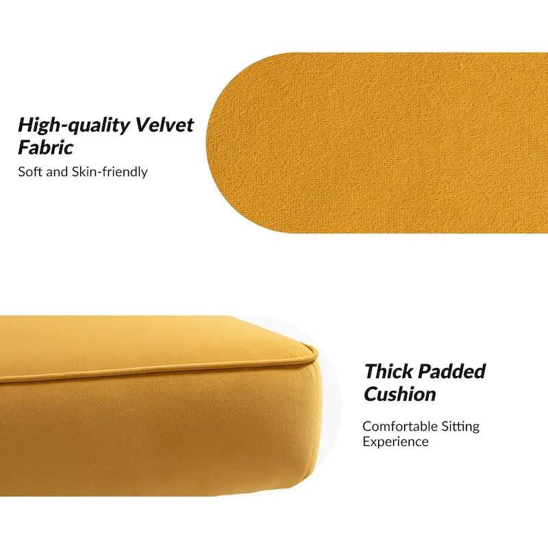 Chaise d'appoint capitonnée moderne en velours avec pieds dorés par