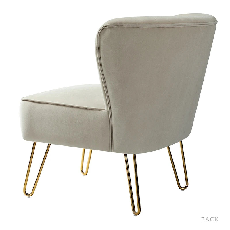 Chaise d'appoint capitonnée moderne en velours avec pieds dorés par
