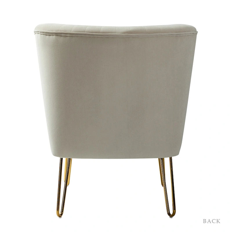 Chaise d'appoint capitonnée moderne en velours avec pieds dorés par