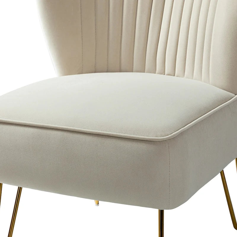 Chaise d'appoint capitonnée moderne en velours avec pieds dorés par