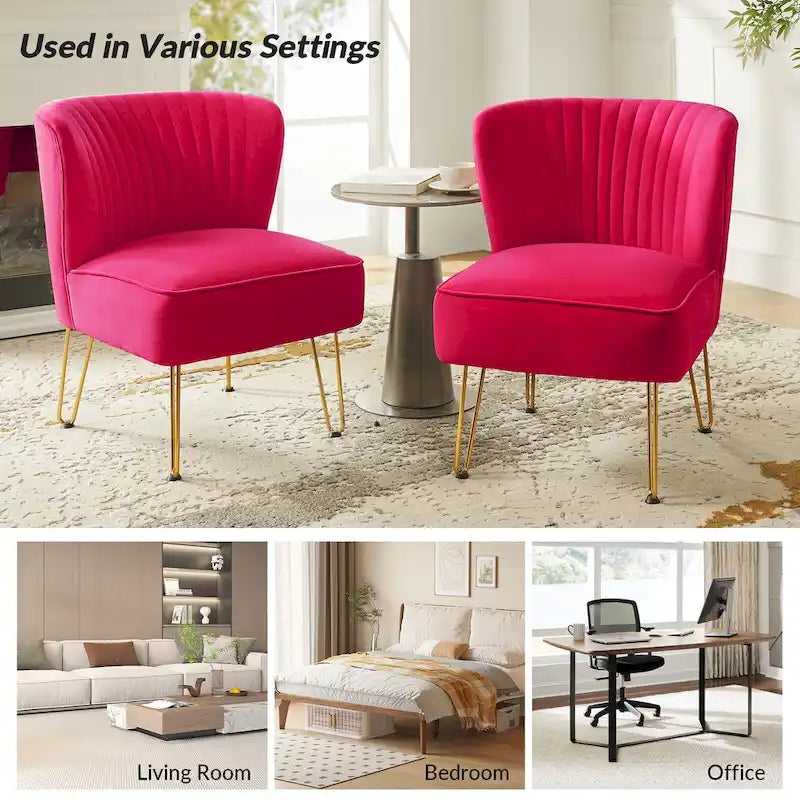 Chaise d'appoint capitonnée moderne en velours avec pieds dorés par