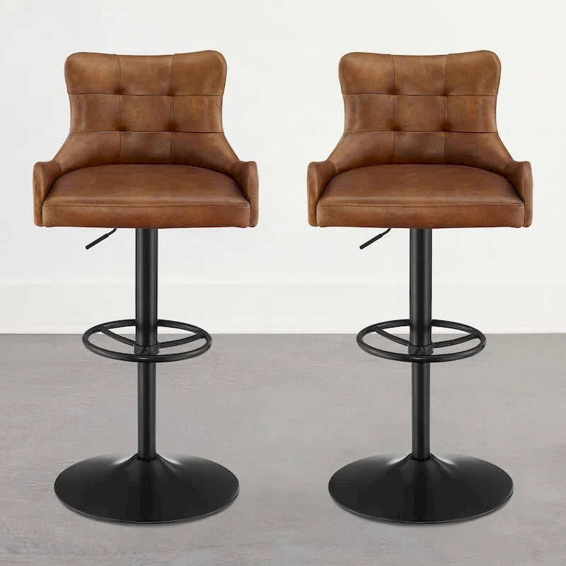 Art Leon Genuine Leather Bar Stool with Adjustable Height
