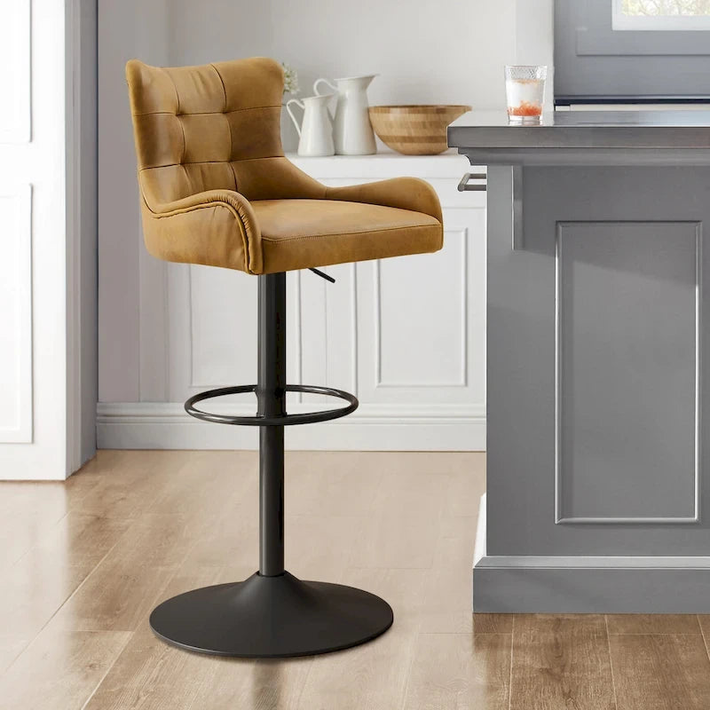 Tabouret de bar en cuir véritable