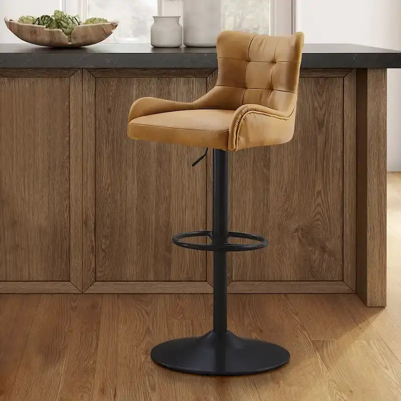 Tabouret de bar en cuir véritable