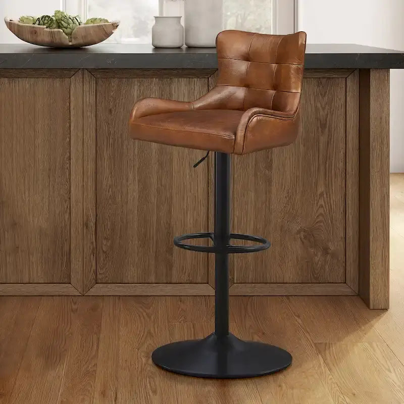 Tabouret de bar en cuir véritable