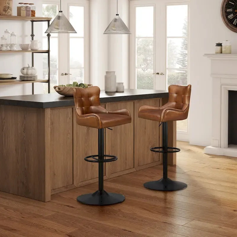 Tabouret de bar en cuir véritable