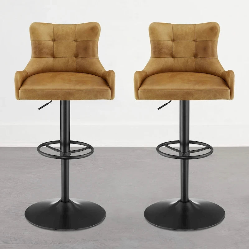 Tabouret de bar en cuir véritable