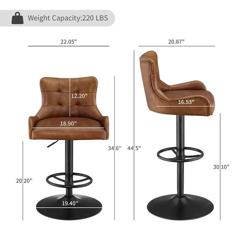 Tabouret de bar en cuir véritable