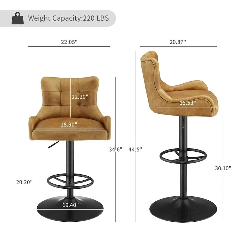 Tabouret de bar en cuir véritable