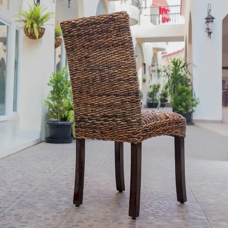 Chaise de salle à manger en abaca/acajou tressé (lot de 2)