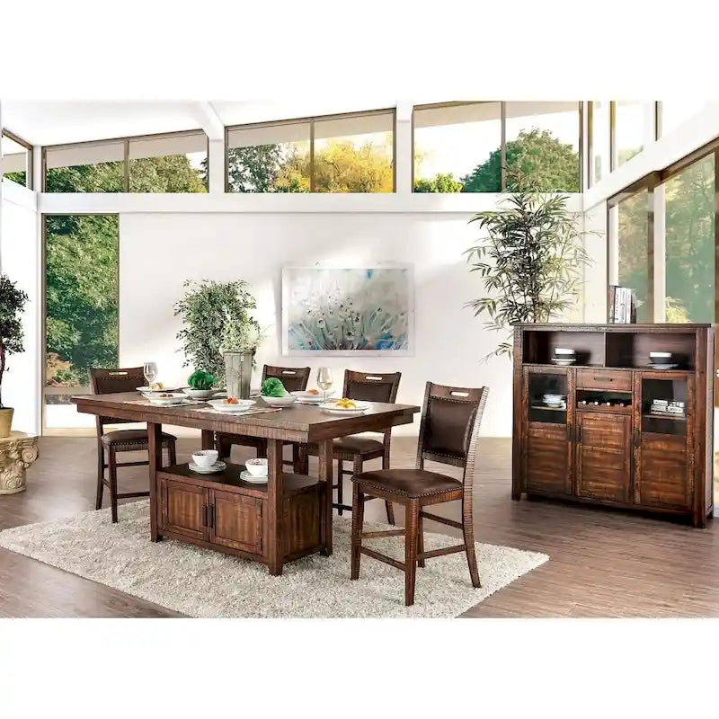 Table hauteur comptoir en noyer