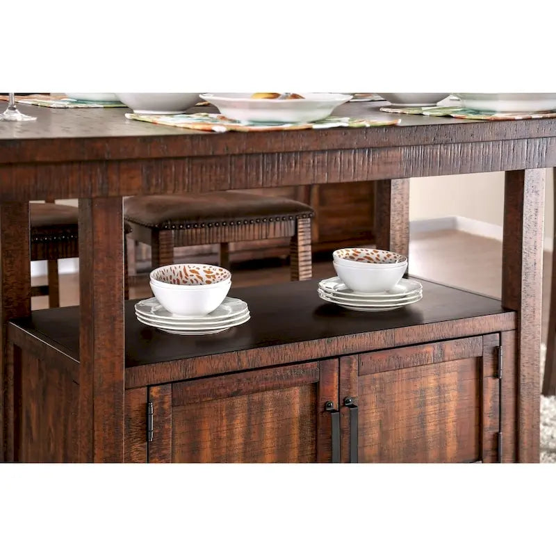 Table hauteur comptoir en noyer