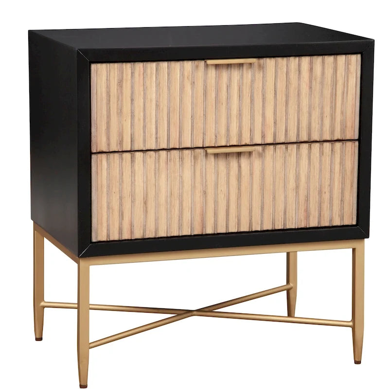 Table de chevet en bois à 2 tiroirs