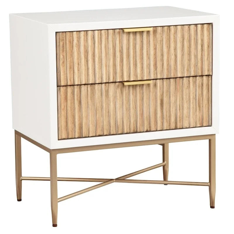 Table de chevet en bois à 2 tiroirs