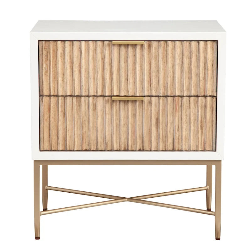 Table de chevet en bois à 2 tiroirs