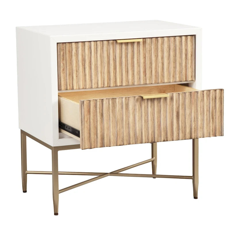 Table de chevet en bois à 2 tiroirs