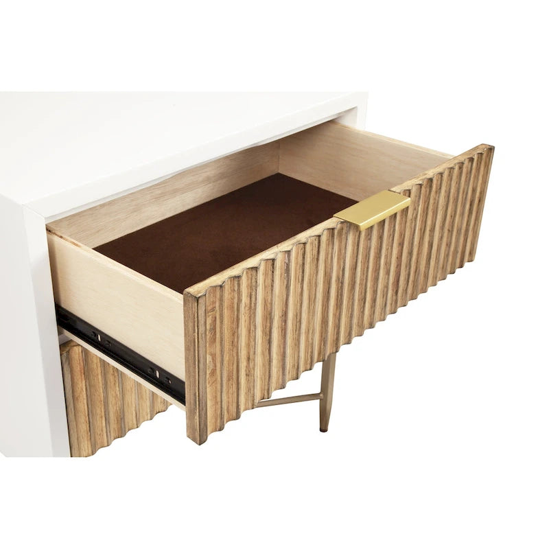 Table de chevet en bois à 2 tiroirs