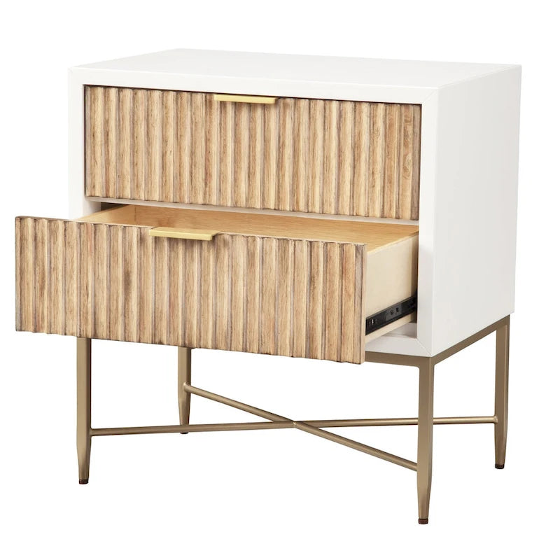 Table de chevet en bois à 2 tiroirs