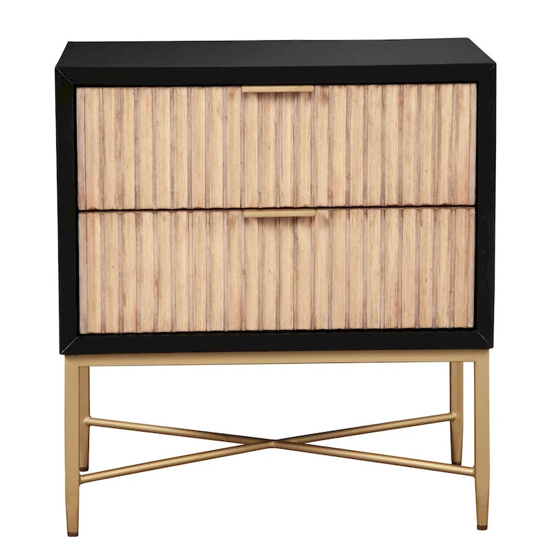 Table de chevet en bois à 2 tiroirs
