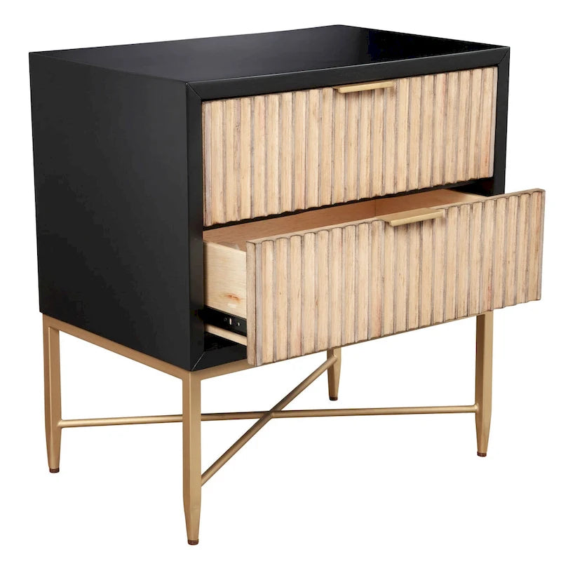 Table de chevet en bois à 2 tiroirs
