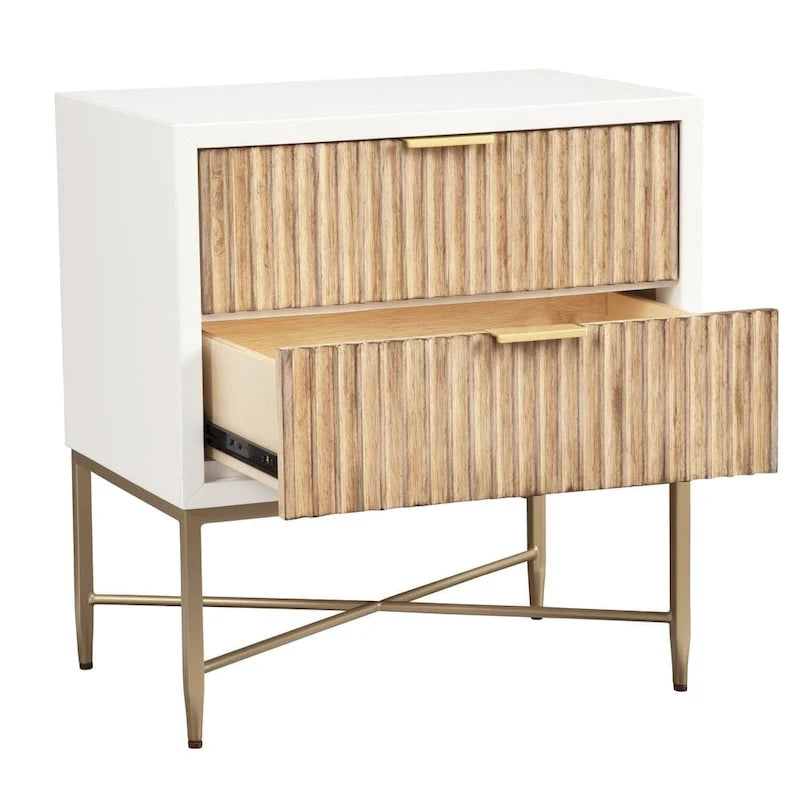 Table de chevet en bois à 2 tiroirs