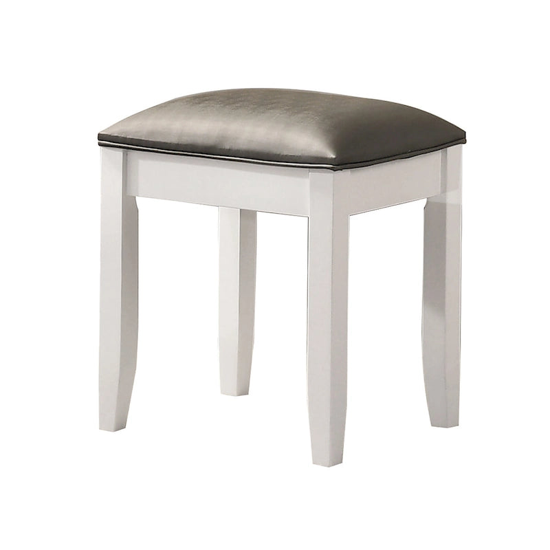 Verona Glossy White Vanity Stool with Padded Seat
