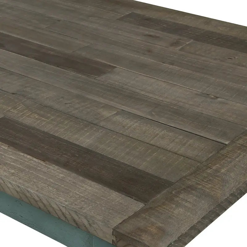 Table à manger en bois bicolore bleu et marron - S/O