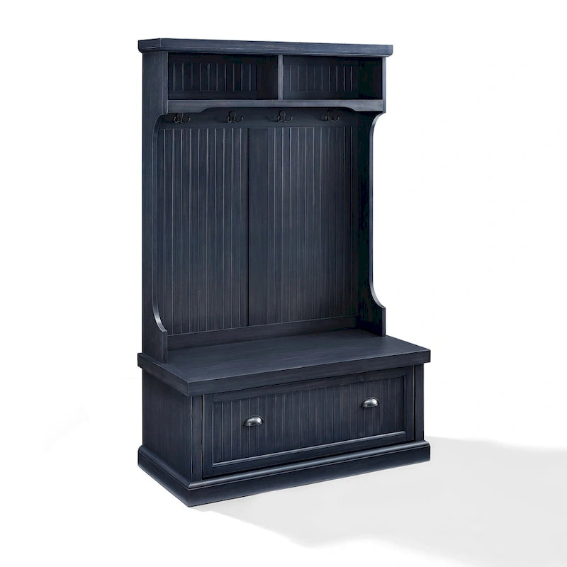 Porte-manteau de hall de style marin en finition bleu marine vieilli