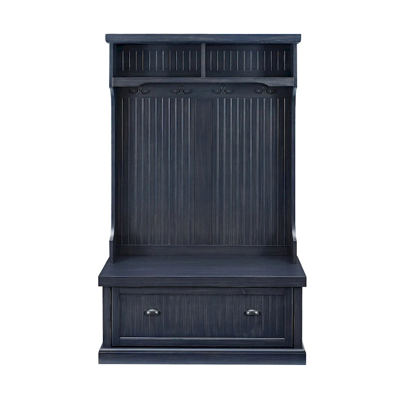 Porte-manteau de hall de style marin en finition bleu marine vieilli