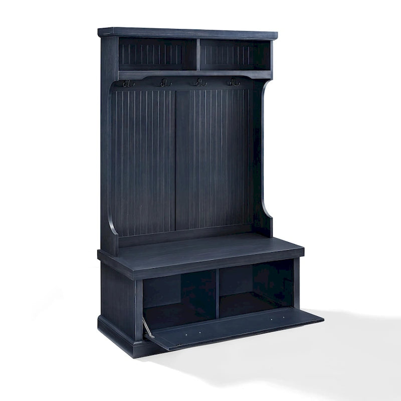 Porte-manteau de hall de style marin en finition bleu marine vieilli