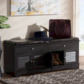 Banc de rangement pour chaussures à 2 tiroirs en bois brun foncé, moderne et contemporain - 52,5 cm de haut x 120,5 cm de large x 39,7 cm de profondeur