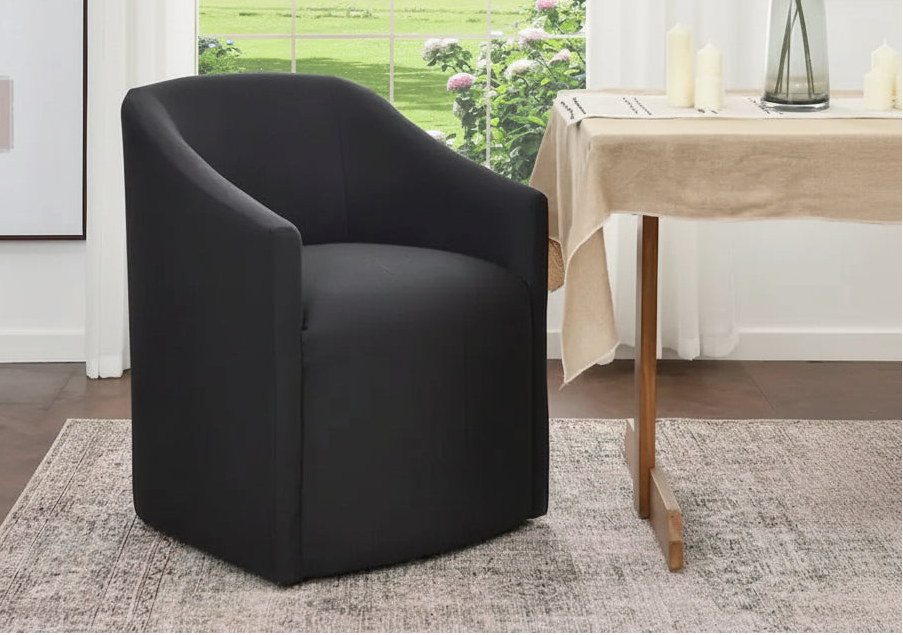 KINWELL 25 Performance Fabric Upholstered Rolling Dining Armchair