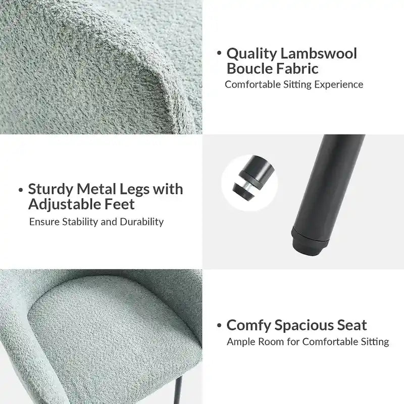 Chaise de salle à manger moderne Boucle avec pieds réglables, lot de 2 par